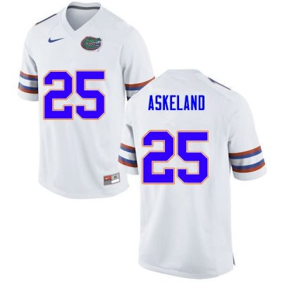 Men's Florida Gators #25 Erik Askeland NCAA Nike White Authentic Stitched College Football Jersey AFJ0862NX